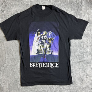 Original Beetlejuice 1988 Black Graphic T-Shirt Halloween Horror Size Medium
